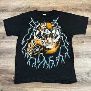 Vintage 90s American Thunder Roaring Tiger Lightning Tee Biker Motorcycle Harley